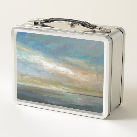 Küstenwolken mit Ozean Metall Lunch Box (Rückseite)