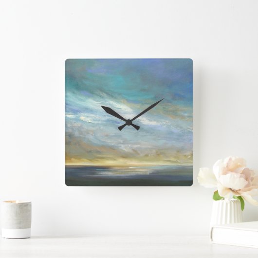 Küstenwolken Quadratische Wanduhr (Zuhause)