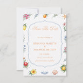 Küstenzitrus-Blumenankündigung Save The Date (Vorderseite)