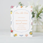 Küstenzitrus-Blumenankündigung Save The Date (Stehend Vorderseite)