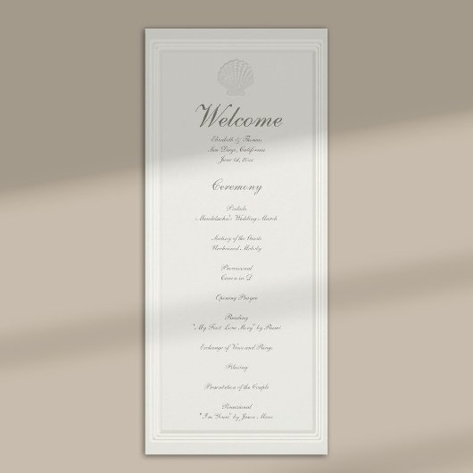 Küstermuschelnautisches formelles Hochzeitsprogram