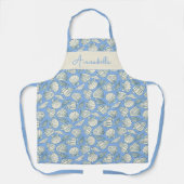 Küsternmuschel-Strandhaus-Blau-Monogramm Schürze (Vorderseite)