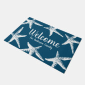 Küsteweißes Starfish-Marine-Küstenblau Fußmatte (Schrägansicht)