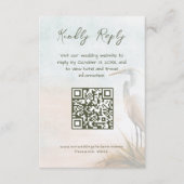 Küstlerischer Boho-Silberreiher QR-Code RSVP Begleitkarte (Vorderseite)