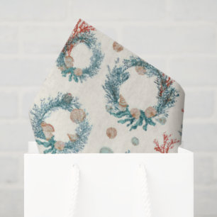 Küstlerischer vintage Weihnachts-Kranz in maritime Seidenpapier