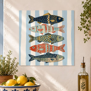 Küstliche Fisch-Wandkunst, Volkskunst, nautische H Poster