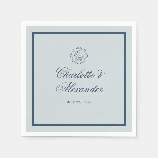 Küstliche Hochzeit Staubblau Klassische Serviette (Vorderseite)