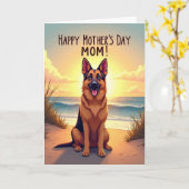 Küstliche Muttertags-Szene Karte für Hunde (Gelbe Blume)