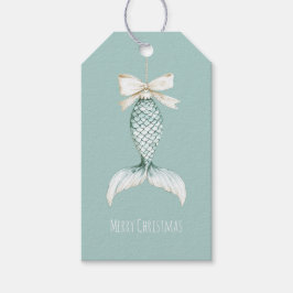 Küstliche Weihnachtsmeerjungfrau Bogen Blau Strand Geschenkanhänger