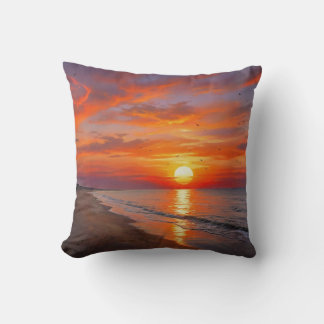 Küstlicher Ozean Lila Orange Sonnenuntergang Wurfk Kissen
