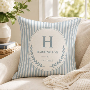Küstliches Monogramm-Familien-Erbstück-Ticking-Str Kissen