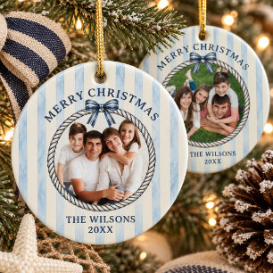 Küstliches Seil-Kranzrahmen-Familienfoto Keramik Ornament