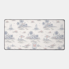 Küstliches tropisches französisches Toile-Monogram Schreibtischunterlage