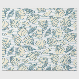 Küstliches Weihnachtsblau-Wasserfarben-Muscheln Geschenkpapier