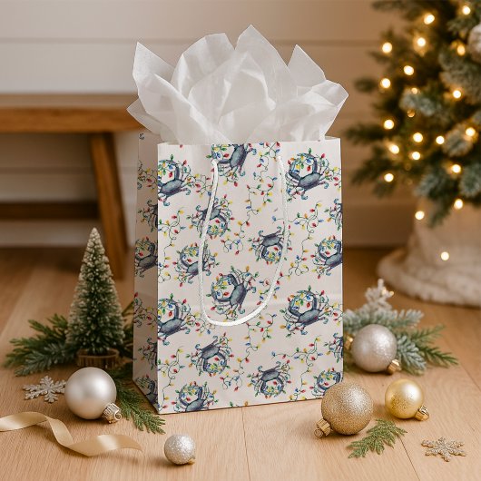 Küstliches Weihnachtskrebs-Muster Mittlere Geschenktüte