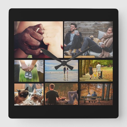 Kustom 8 Black Quadratische Wanduhr (Vorderseite)