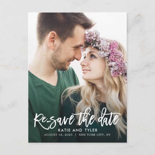 KUSTOM-FARBE-Hochzeitsaktualisierung für gebürstet Postkarte (Vorderseite)