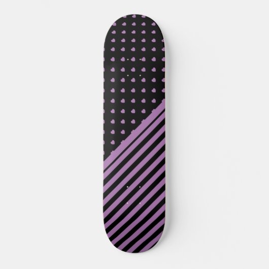 KUSTOM HEARS & STRIPES LILA PATTERN SKATEBOARD (Vorderseite)