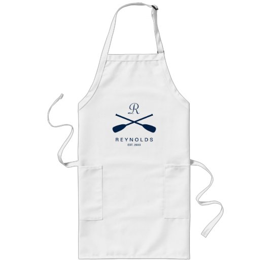 Kustom nautical rowing oars monogram kitchen apron lange schürze (Vorne)