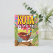Kuta Indonesia Reiseplakat Postkarte (Stehend Vorderseite)
