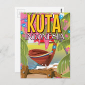 Kuta Indonesia Reiseplakat Postkarte (Vorne/Hinten)