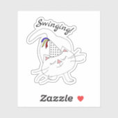 Kute Kitty Party White Cat Aufkleber (Blatt)