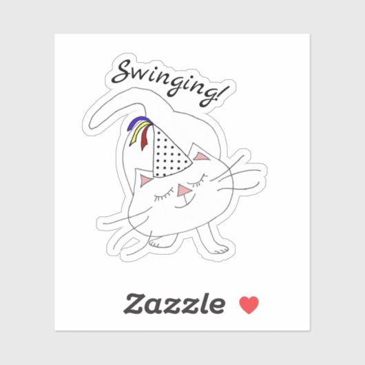 Kute Kitty Party White Cat Aufkleber (Blatt)