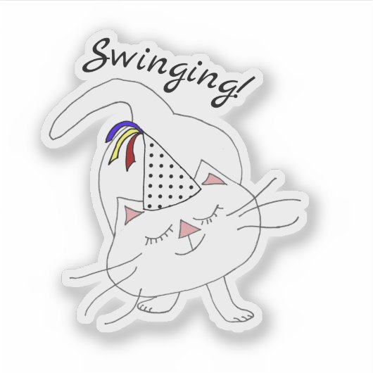 Kute Kitty Party White Cat Aufkleber (Vorderseite)