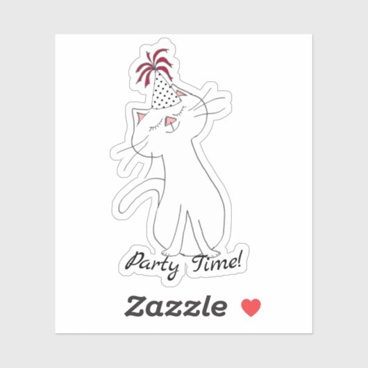 Kute Kitty White Cat Party Hat Aufkleber (Blatt)