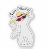 Kute Kitty White Cat, Strohhut, Sonnenbrille, Sun Aufkleber (Vorderseite)