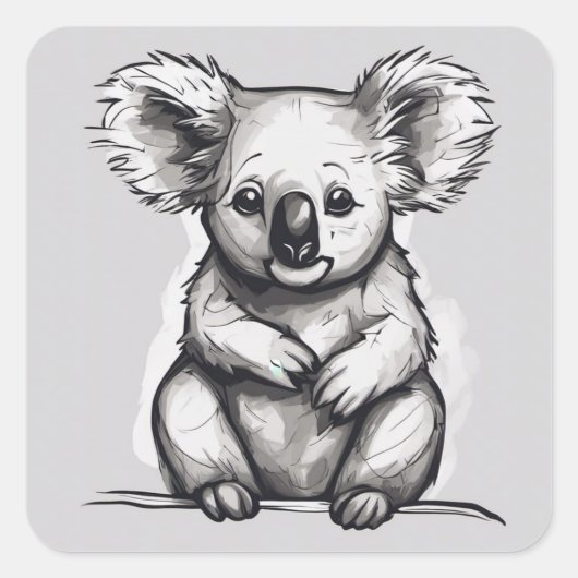Kute Koala Quadratischer Aufkleber (Vorderseite)