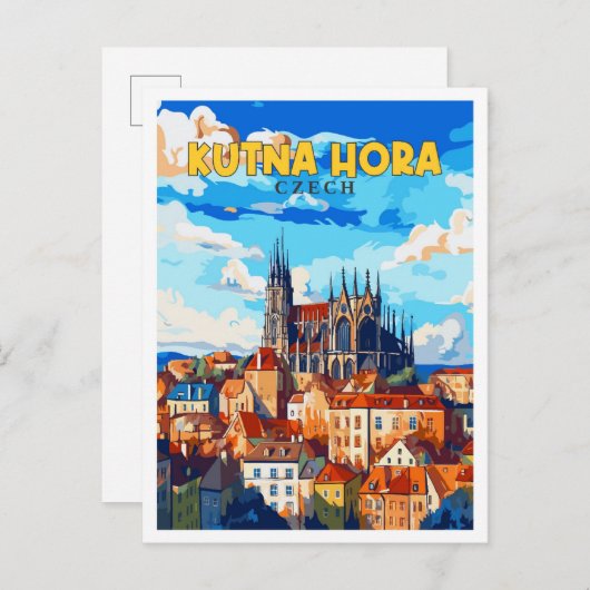 Kutna Hora Tschechische Vintage-Illustration Postkarte (Vorne/Hinten)