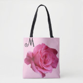 Kutomizierbare M Monogramm hübsch rosa Rosa bläser Tasche (Vorderseite)