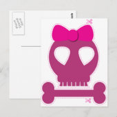 KUTOUT! Rosa Schädelmädchen Postkarte (Vorne/Hinten)