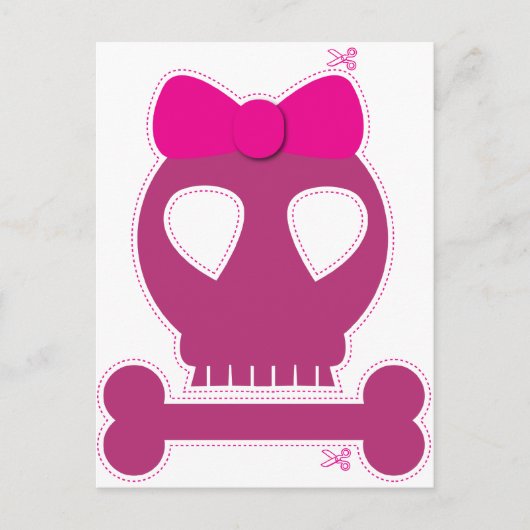 KUTOUT! Rosa Schädelmädchen Postkarte (Vorderseite)