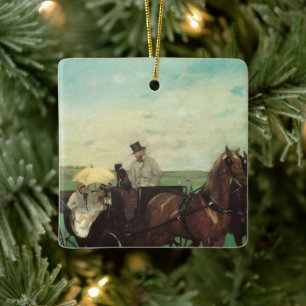 Kutsche bei den Rennen von Edgar Degas, Vintage-Ku Keramikornament