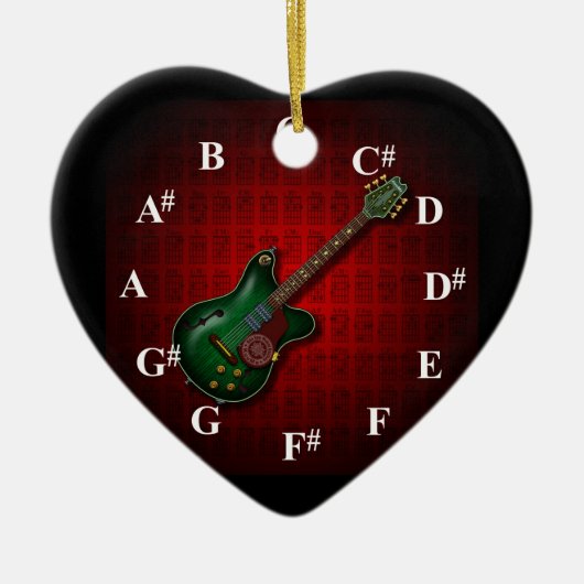 KuuMa Guitar Clock Keramik Ornament (Vorne)