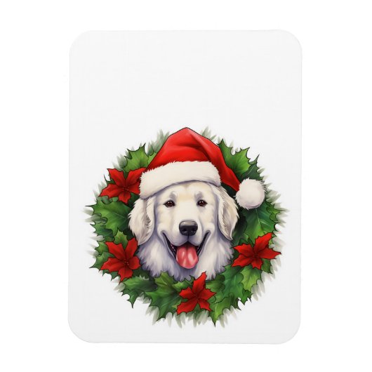 Kuvasz Christmas Wreath Magnet (Vertikal)