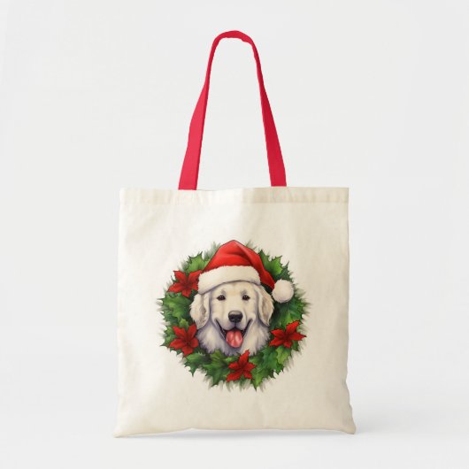 Kuvasz Christmas Wreath Tragetasche (Vorne)