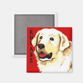 Kuvasz Farbblock Magnet (Vorderseite/Rückseite)
