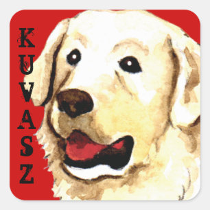 Kuvasz Farbblock Quadratischer Aufkleber