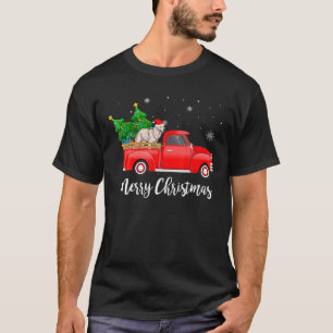 Kuvasz-Hund fährt auf rotem Lastwagen Weihnachtsba T-Shirt