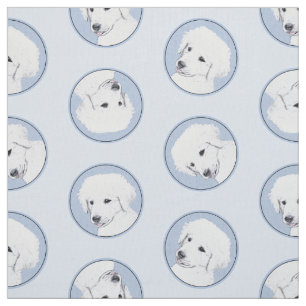 Kuvasz Malen Ungarisch Süß Original Hunde Kunst Stoff