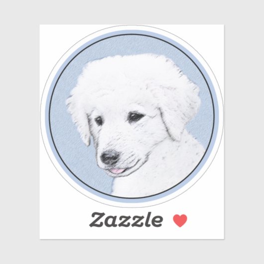 Kuvasz-Malerei - Niedliche Original Hunde-Kunst Aufkleber (Blatt)