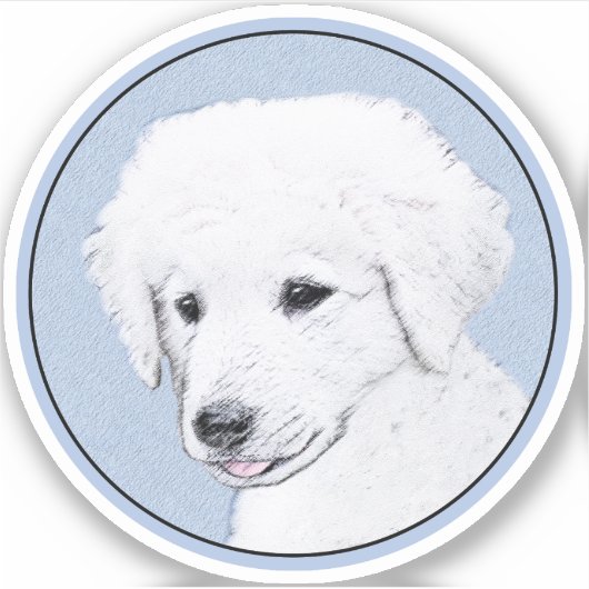 Kuvasz-Malerei - Niedliche Original Hunde-Kunst Aufkleber (Vorderseite)