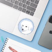 Kuvasz-Malerei - Niedliche Original Hunde-Kunst Aufkleber (Laptop mit iPhone)