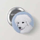 Kuvasz-Malerei - Niedliche Original Hunde-Kunst Button (Vorne & Hinten)