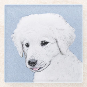 Kuvasz-Malerei - Niedliche Original Hunde-Kunst Glasuntersetzer