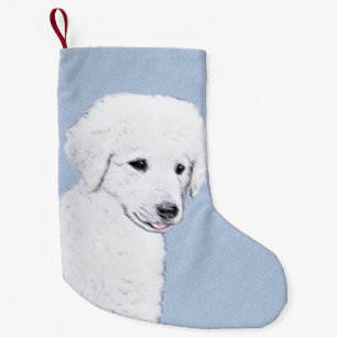 Kuvasz-Malerei - Niedliche Original Hunde-Kunst Kleiner Weihnachtsstrumpf