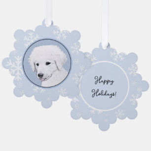 Kuvasz-Malerei - Niedliche Original Hunde-Kunst Ornament Karte